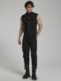 Black Gothic Doomsday Punk Rivet Zip Up Vest for Men