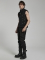 Black Gothic Doomsday Punk Rivet Zip Up Vest for Men