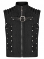 Black Gothic Doomsday Punk Rivet Zip Up Vest for Men