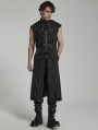 Black Gothic Distressed Tough Doomsday Long Denim Vest for Men