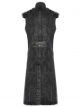 Black Gothic Distressed Tough Doomsday Long Denim Vest for Men