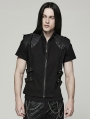 Black Gothic Handsome Punk Metal Zipper Vest for Men