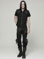 Black Gothic Handsome Punk Metal Zipper Vest for Men