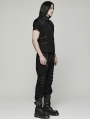 Black Gothic Handsome Punk Metal Zipper Vest for Men