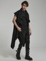 Black Gothic Doomsday Irregular Loose Knit Daily Wear Vest for Men