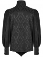 Black Retro Gothic Lantern Sleeve Jacquard Party Shirt for Men