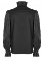 Black Retro Gothic Cage Visual Ruffle Long Sleeve Party Shirt for Men