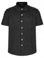 Black Gothic Punk Short Sleeve Daily Wear Fitted Shirt for Men