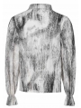 White Gothic Tie-Dyed Jacquard Long Sleeve Loose Shirt for Men