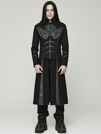 Black Gothic Cyber Handsome Detachable Hem Jacket for Men