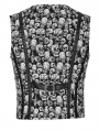 Black and White Gothic Skull Pattern Jacquard Waistcoat for Men