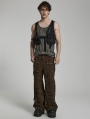Black Gothic Doomsday Punk Asymmetric Vest for Men