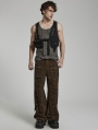 Black Gothic Doomsday Punk Asymmetric Vest for Men