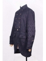 Black Pattern Gothic Trench Coat for Men