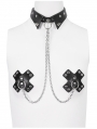 Black Gothic Punk Spiked Belt Choker with Nipple Cover
