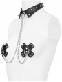 Black Gothic Punk Spiked Belt Choker with Nipple Cover