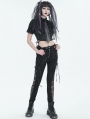 Black Gothic Punk Chain Eyelet Neck Tie for Women