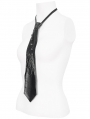 Black Gothic Punk Chain Eyelet Neck Tie for Women