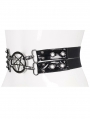 Black Gothic Punk Pentagram Faux Leather Double Layer Waistband Belt