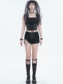 Black Gothic Punk Asymmetrical Mesh Spliced Knee Socks