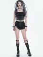 Black Gothic Punk Asymmetrical Mesh Spliced Knee Socks