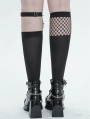 Black Gothic Punk Asymmetrical Mesh Spliced Knee Socks