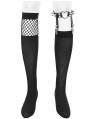 Black Gothic Punk Asymmetrical Mesh Spliced Knee Socks