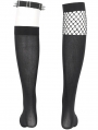 Black Gothic Punk Asymmetrical Mesh Spliced Knee Socks