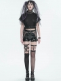 Black Gothic Punk Pentagram Asymmetrical Fishnet Socks
