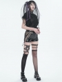 Black Gothic Punk Pentagram Asymmetrical Fishnet Socks