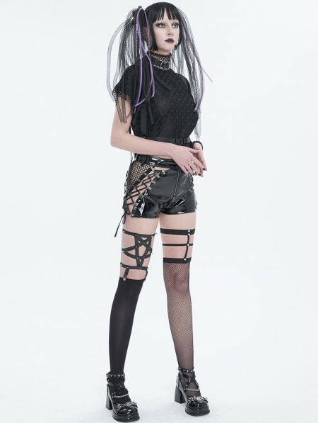 Women Gothic Punk Black Fishnet Pantyhose Lolita Irregular Ripped