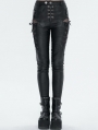 Black Gothic Casual Punk Lace Up Slim Fit Pants for Women
