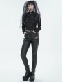 Black Gothic Casual Punk Lace Up Slim Fit Pants for Women