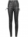 Black Gothic Casual Punk Lace Up Slim Fit Pants for Women