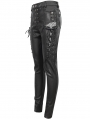 Black Gothic Casual Punk Lace Up Slim Fit Pants for Women