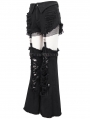 Black Gothic Punk Stylish Detachable Two-Wear Flared Pants for Women