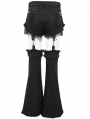 Black Gothic Punk Stylish Detachable Two-Wear Flared Pants for Women