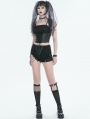 Black Gothic Punk Ripped Layered Chain Hot Shorts for Women