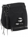 Black Gothic Punk Ripped Layered Chain Hot Shorts for Women