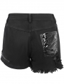 Black Gothic Punk Ripped Layered Chain Hot Shorts for Women