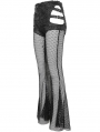 Black Gothic Sexy Cutout Mesh Long Flared Pants for Women