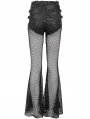 Black Gothic Sexy Cutout Mesh Long Flared Pants for Women