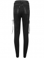 Black Gothic Punk Lace Up Hole Casual Long Pants for Women