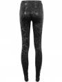 Black Gothic Retro Floral Pattern Leggings for Women