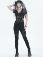 Black Gothic Punk Long Slim Fit Casual Pants for Women