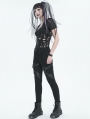 Black Gothic Punk Long Slim Fit Casual Pants for Women