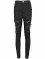 Black Gothic Punk Long Slim Fit Casual Pants for Women