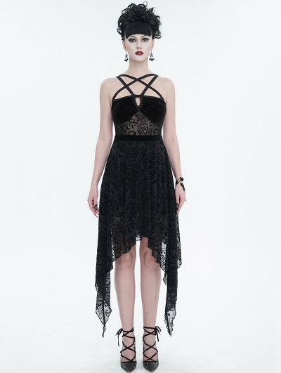 Black Vintage Gothic Irregular Pentagram Strappy Party Dress