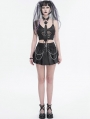 Black Gothic Punk Street Layered Chain Short Pleated Skirt