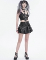 Black Gothic Punk Street Layered Chain Short Pleated Skirt